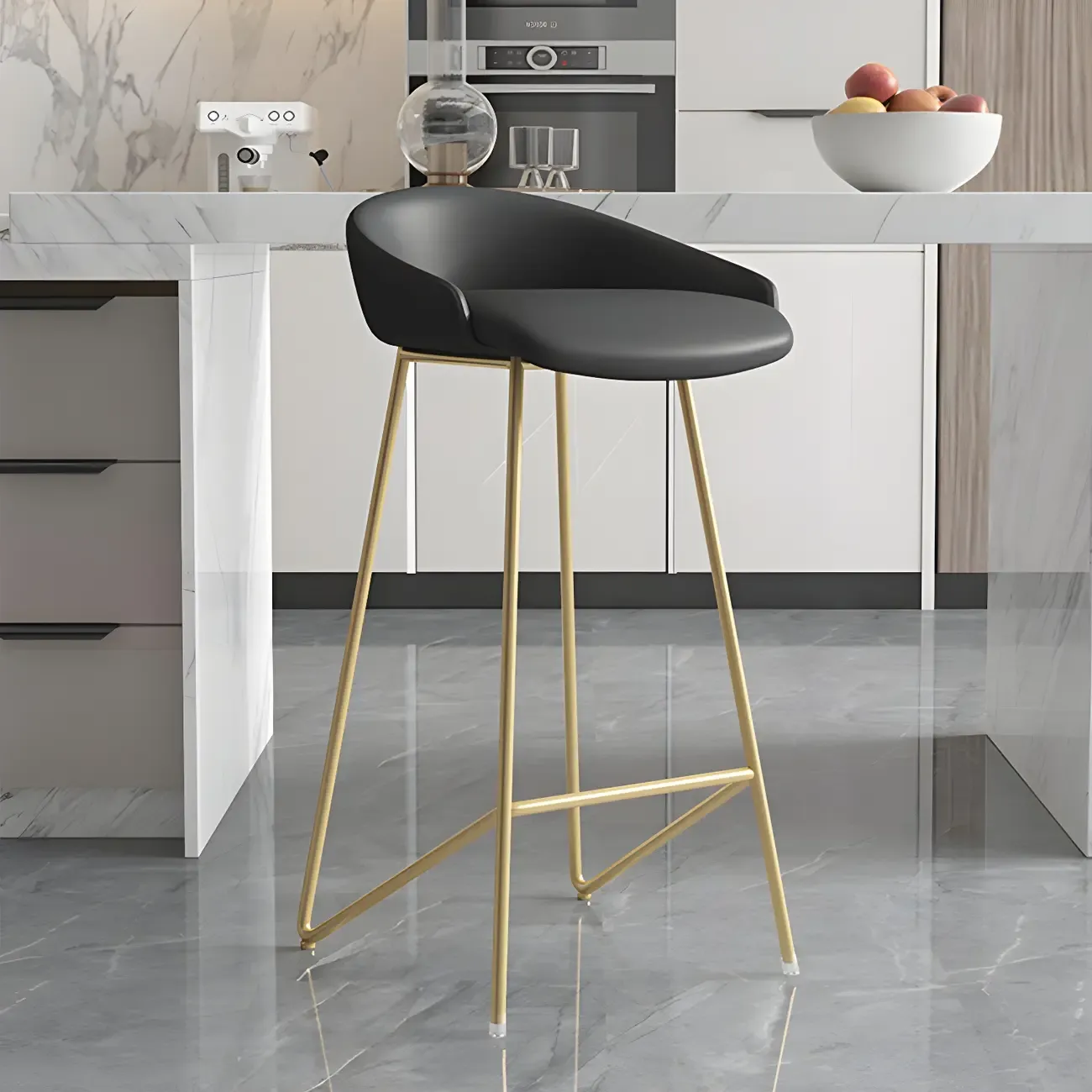 Leather Industrial Bar Stools with Low Back Image - 22