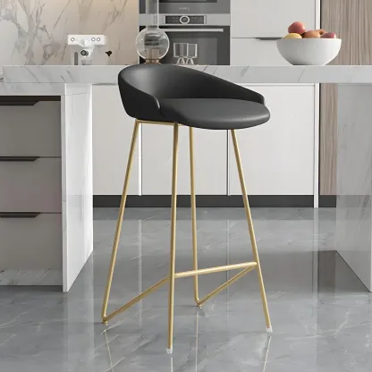 Leather Industrial Bar Stools with Low Back Image - 22