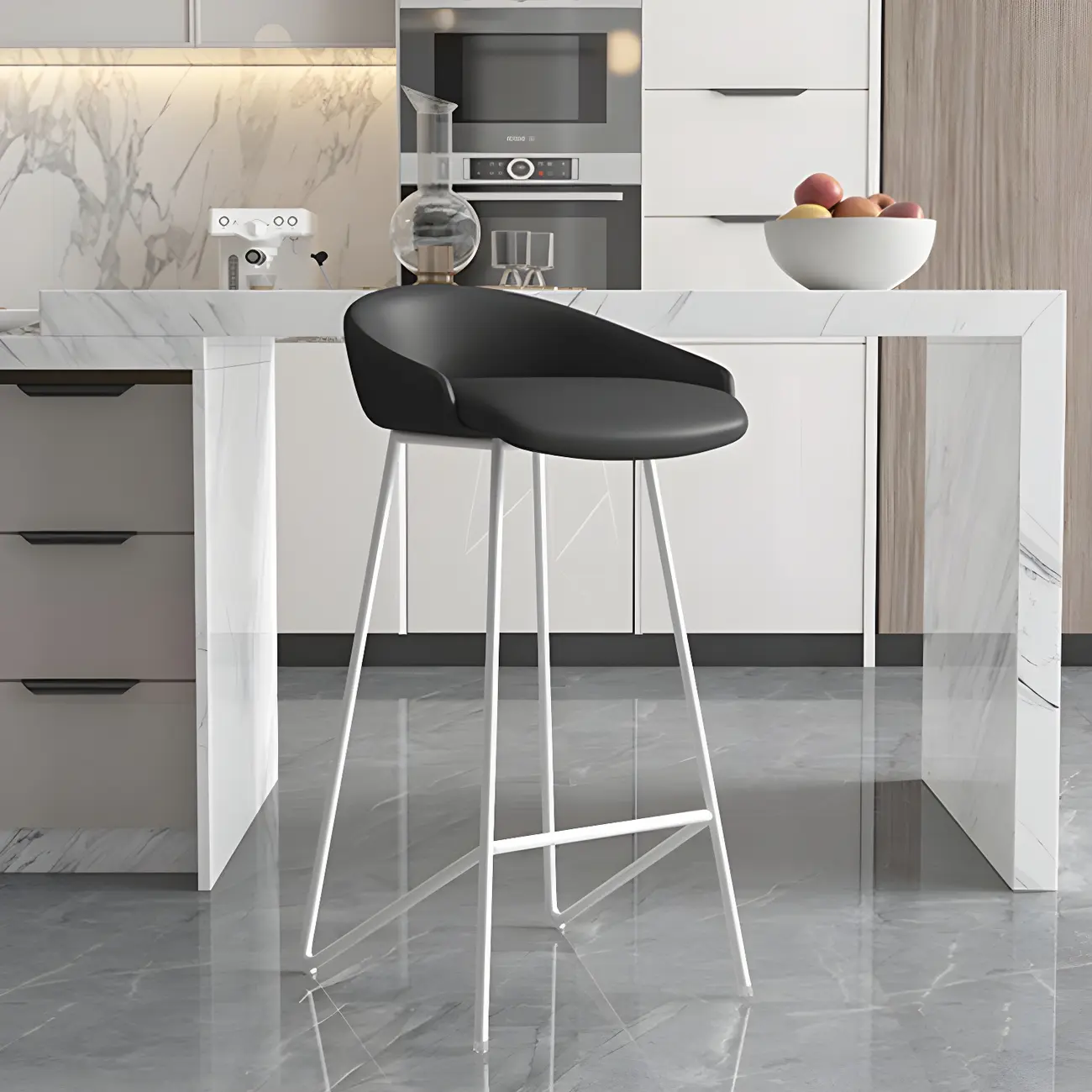 Leather Industrial Bar Stools with Low Back Image - 23 | homeyfad