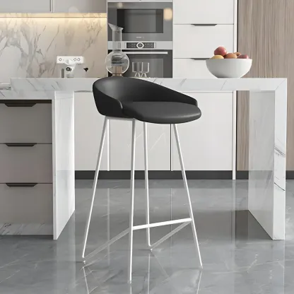 Leather Industrial Bar Stools with Low Back Image - 23