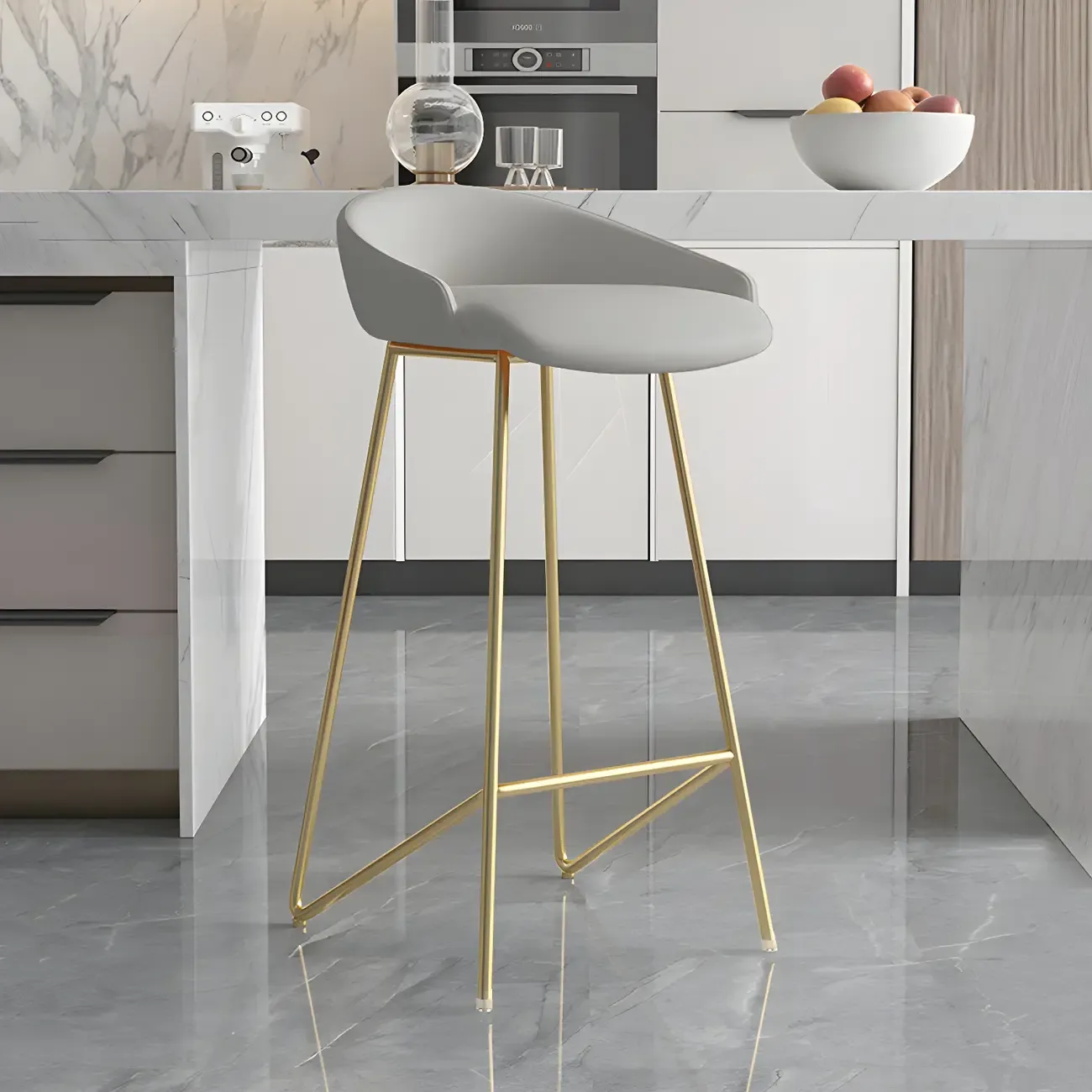 Leather Industrial Bar Stools with Low Back Image - 24