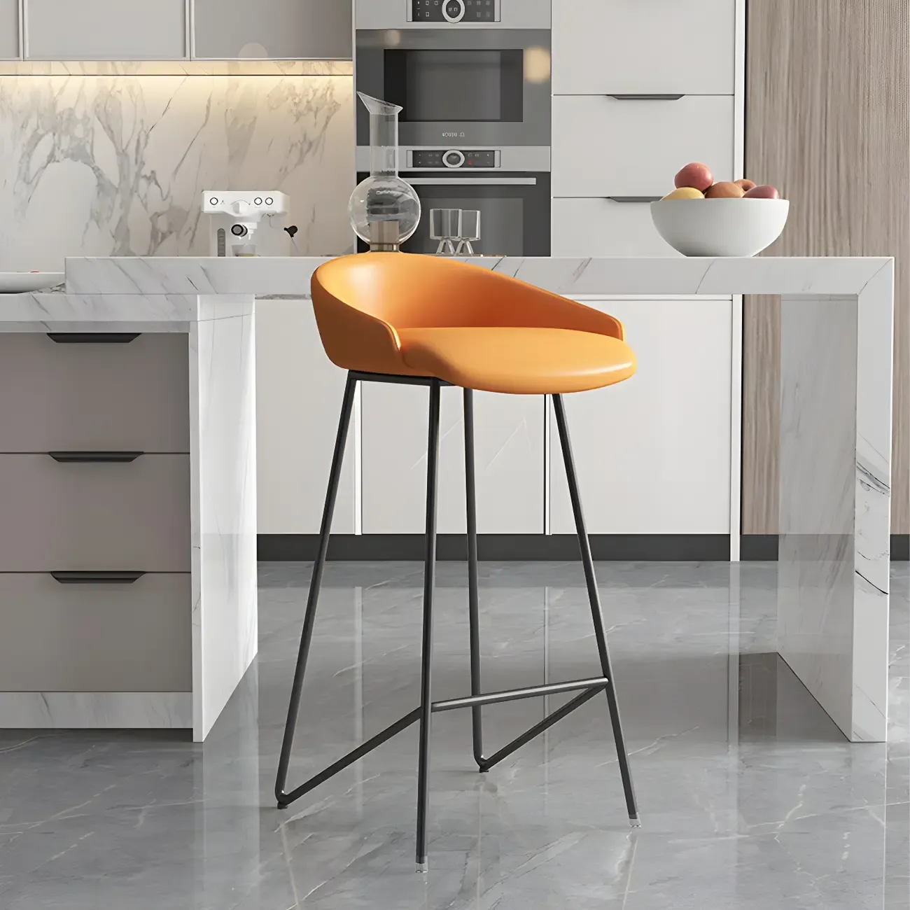 Leather Industrial Bar Stools with Low Back Image - 28