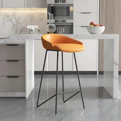 Leather Industrial Bar Stools with Low Back Image - 28