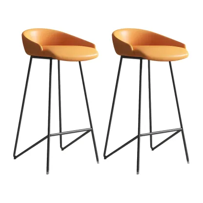 Leather Industrial Bar Stools with Low Back Image - 29