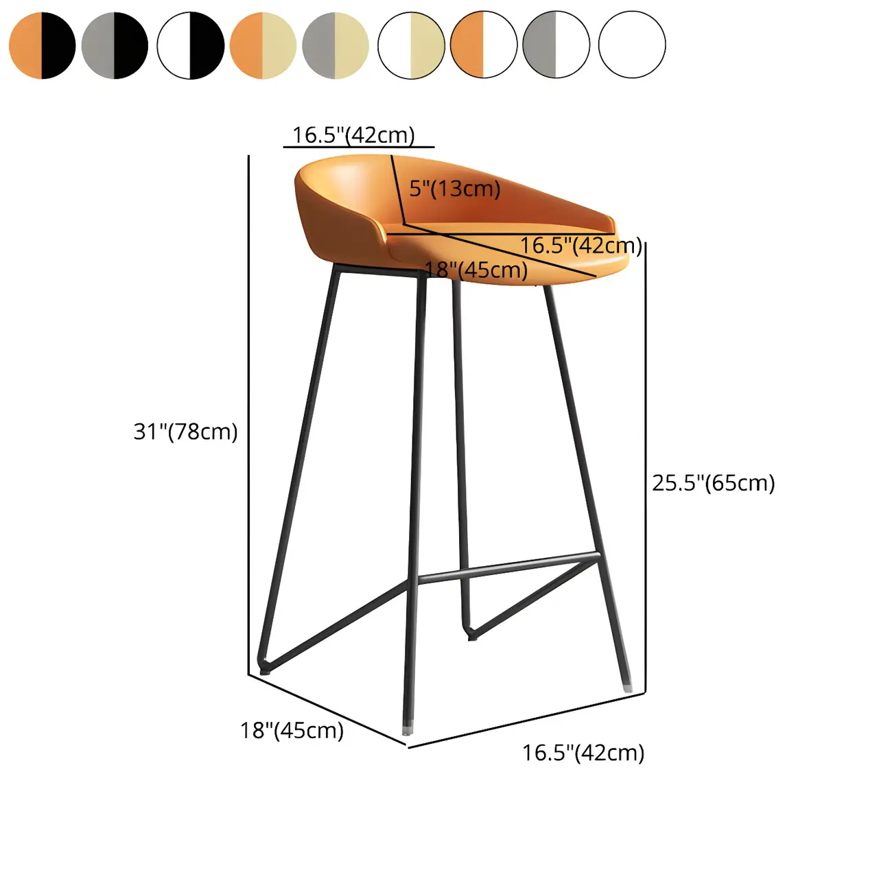 Leather Industrial Bar Stools with Low Back #size | homeyfad