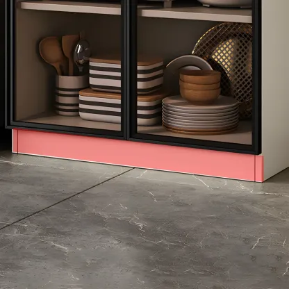 Modern White Wooden Sideboard with Glass Doors for Kitchen Image - 9