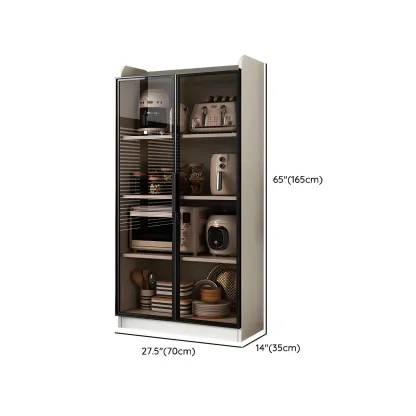 Modern White Wooden Sideboard with Glass Doors for Kitchen Image - 12