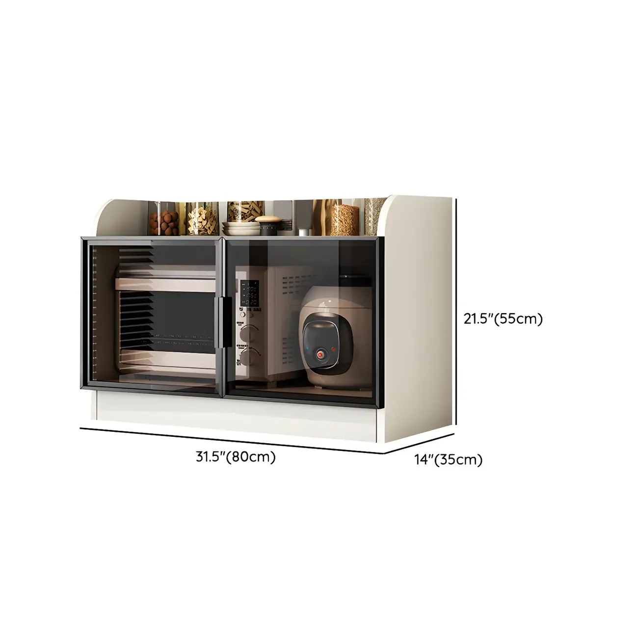 Modern White Wooden Sideboard with Glass Doors for Kitchen Image - 15