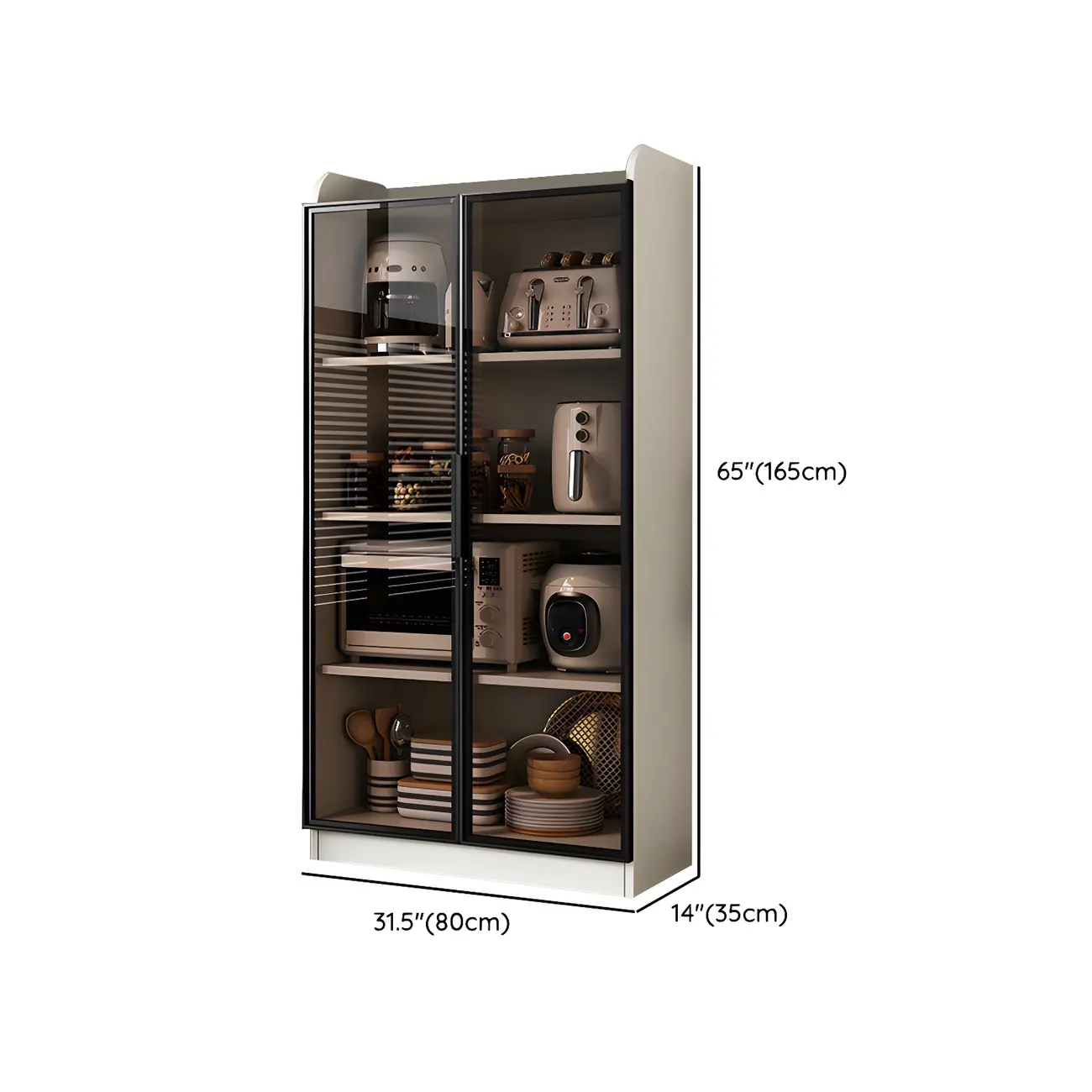 Modern White Wooden Sideboard with Glass Doors for Kitchen Image - 16 | homeyfad