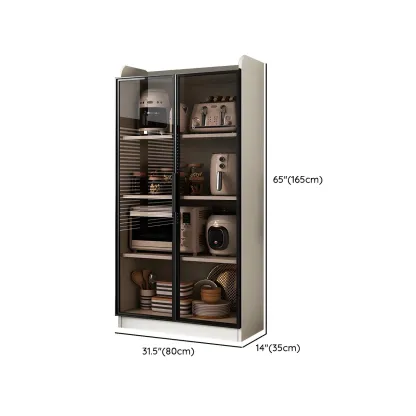 Modern White Wooden Sideboard with Glass Doors for Kitchen Image - 16