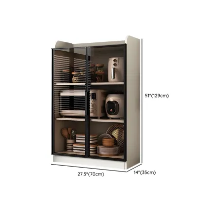 Modern White Wooden Sideboard with Glass Doors for Kitchen Image - 19