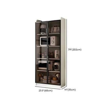 Modern White Wooden Sideboard with Glass Doors for Kitchen Image - 22