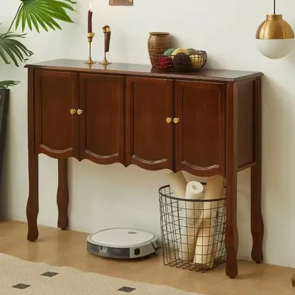 Traditional Brown Wooden Console Table with Drawers Image - 1