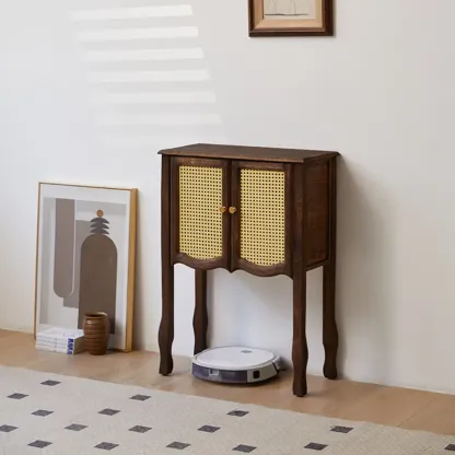 Traditional Brown Wooden Console Table with Drawers Image - 2