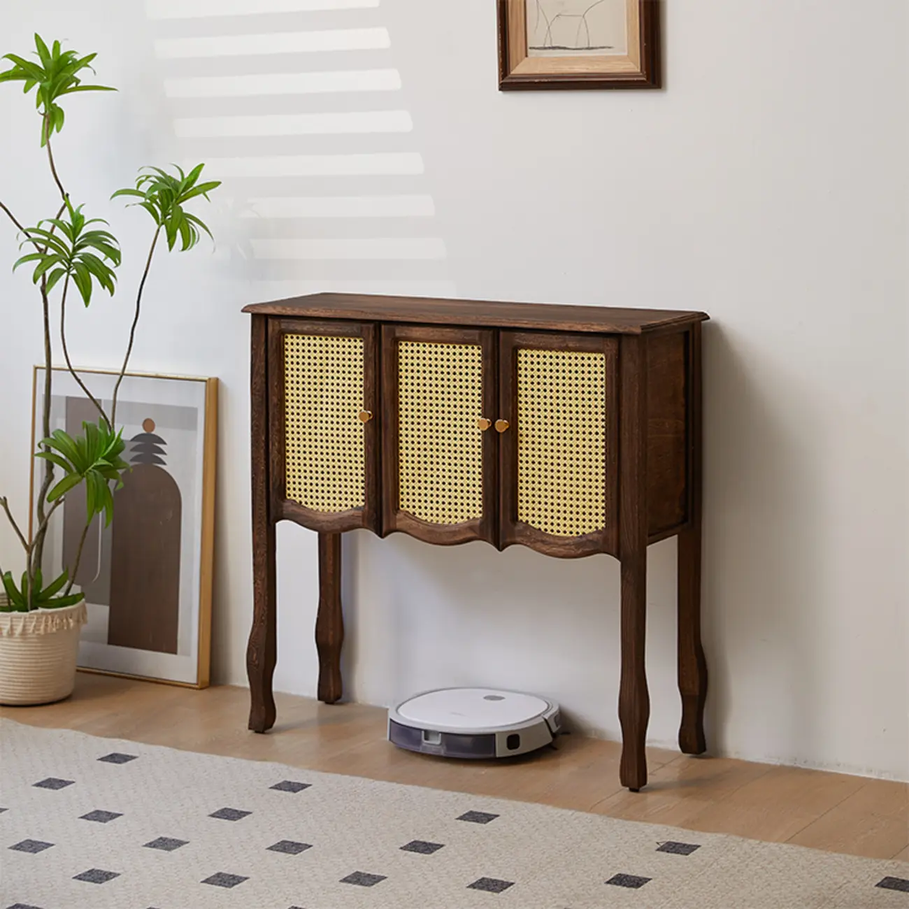 Traditional Brown Wooden Console Table with Drawers Image - 3 | homeyfad