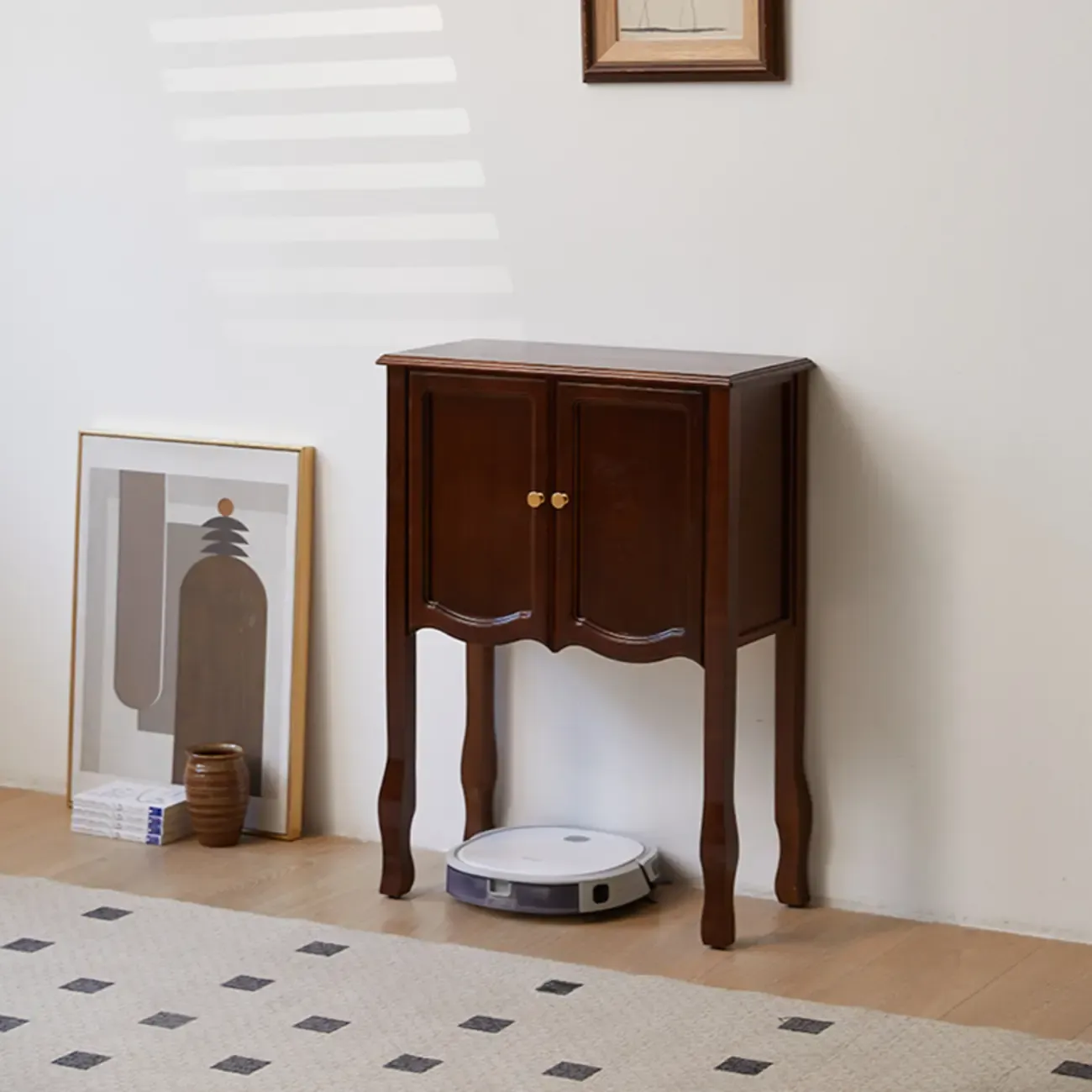 Traditional Brown Wooden Console Table with Drawers Image - 7