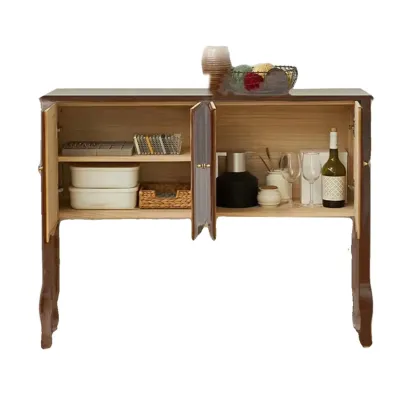 Traditional Brown Wooden Console Table with Drawers Image - 10