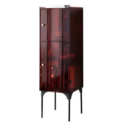 Modern Plastic/Acrylic Sideboard Cabinets with Shelves in Red Image - 7