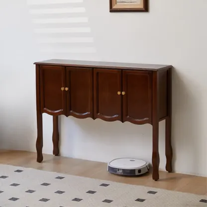 Traditional Brown Wooden Console Table with Drawers Image - 11