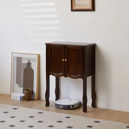 Traditional Brown Wooden Console Table with Drawers Image - 13