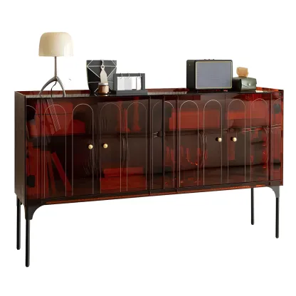 Modern Plastic/Acrylic Sideboard Cabinets with Shelves in Red Image - 10