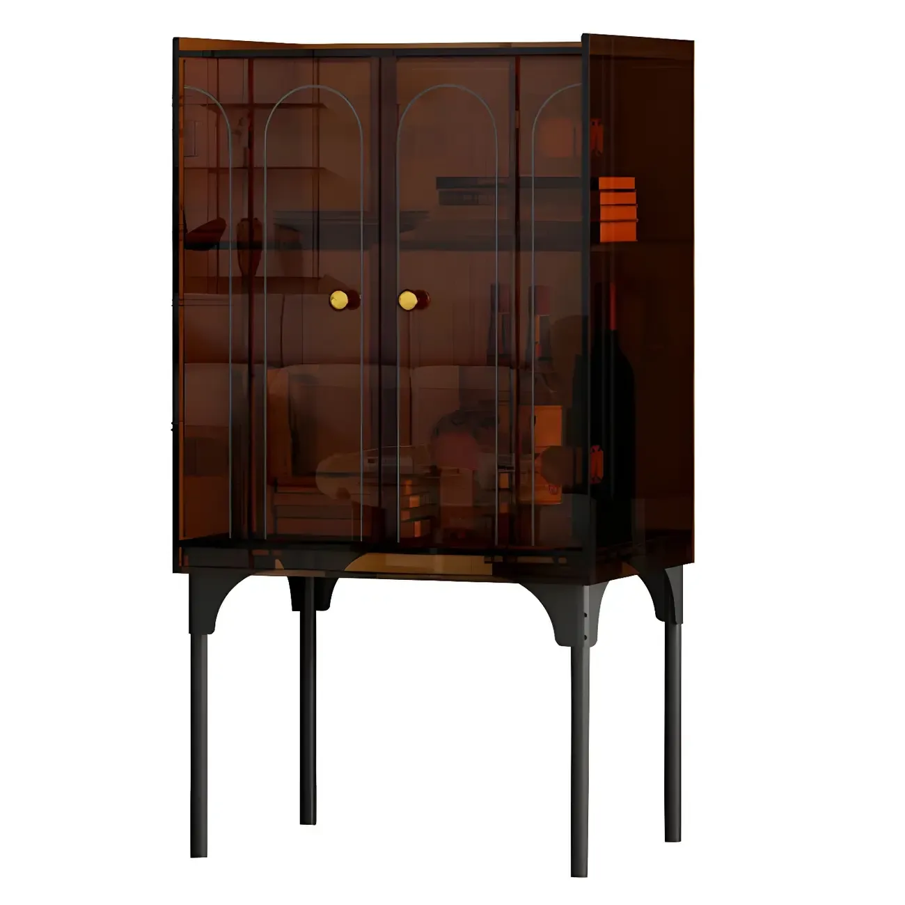 Modern Plastic/Acrylic Sideboard Cabinets with Shelves in Red Image - 12