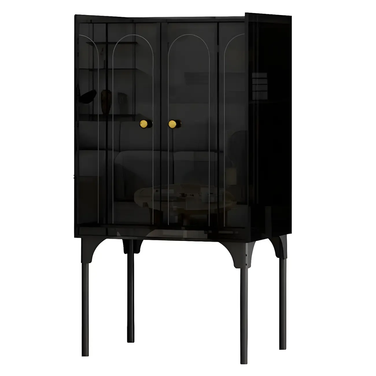 Modern Plastic/Acrylic Sideboard Cabinets with Shelves in Red Image - 14