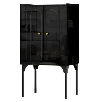 Modern Plastic/Acrylic Sideboard Cabinets with Shelves in Red Image - 14