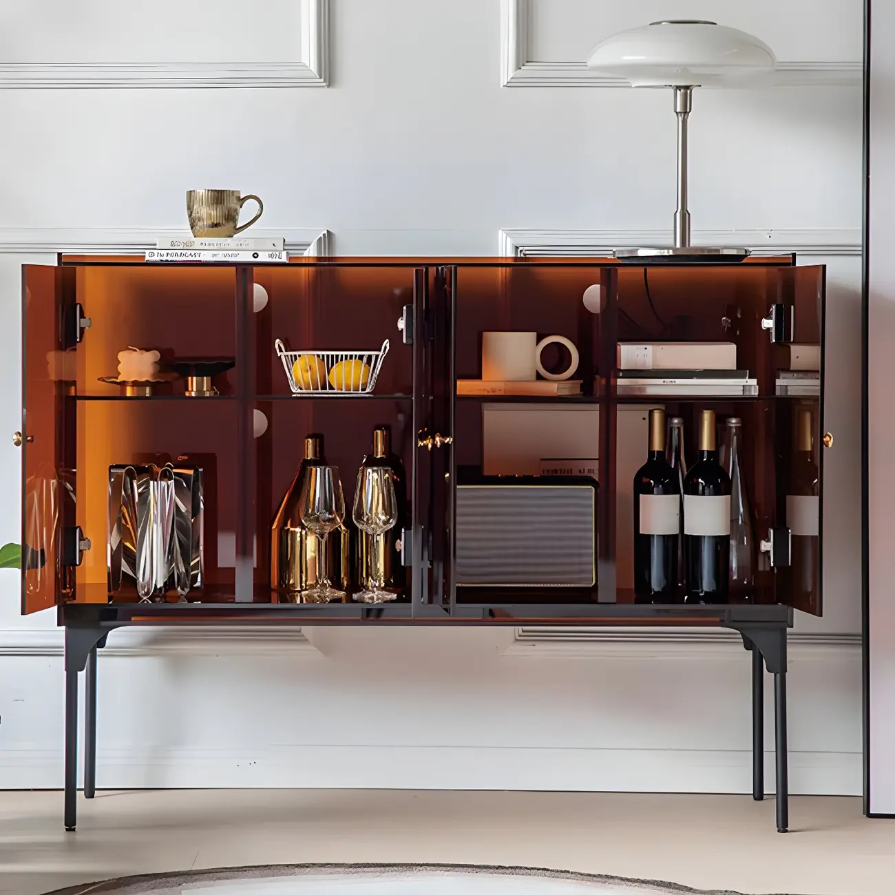 Modern Plastic/Acrylic Sideboard Cabinets with Shelves in Red Image - 20 | homeyfad