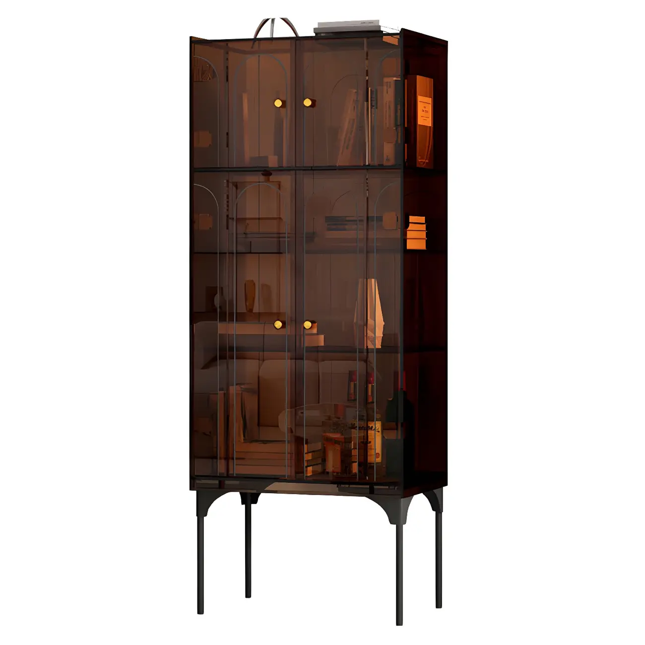 Modern Plastic/Acrylic Sideboard Cabinets with Shelves in Red Image - 22 | homeyfad