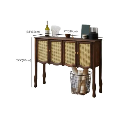 Traditional Brown Wooden Console Table with Drawers Image - 26