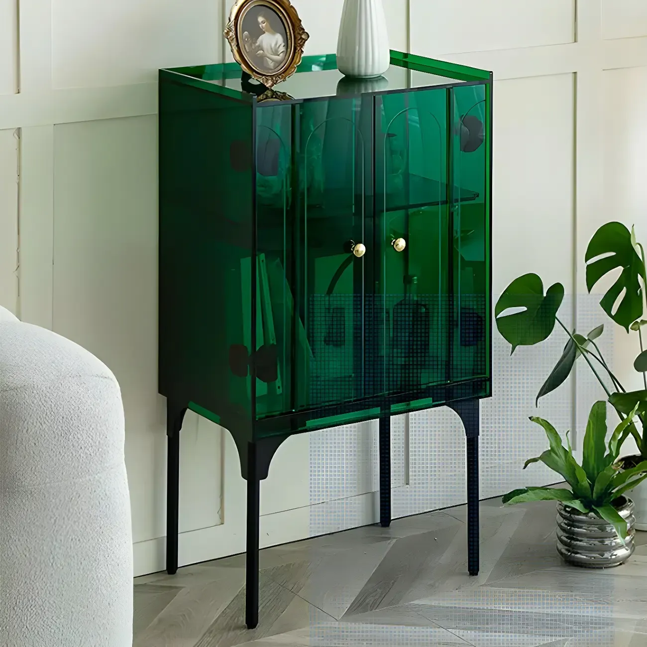 Modern Plastic/Acrylic Sideboard Cabinets with Shelves in Red Image - 24