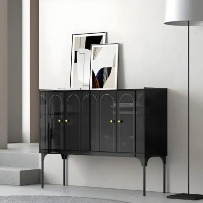 Modern Plastic/Acrylic Sideboard Cabinets with Shelves in Red Image - 26