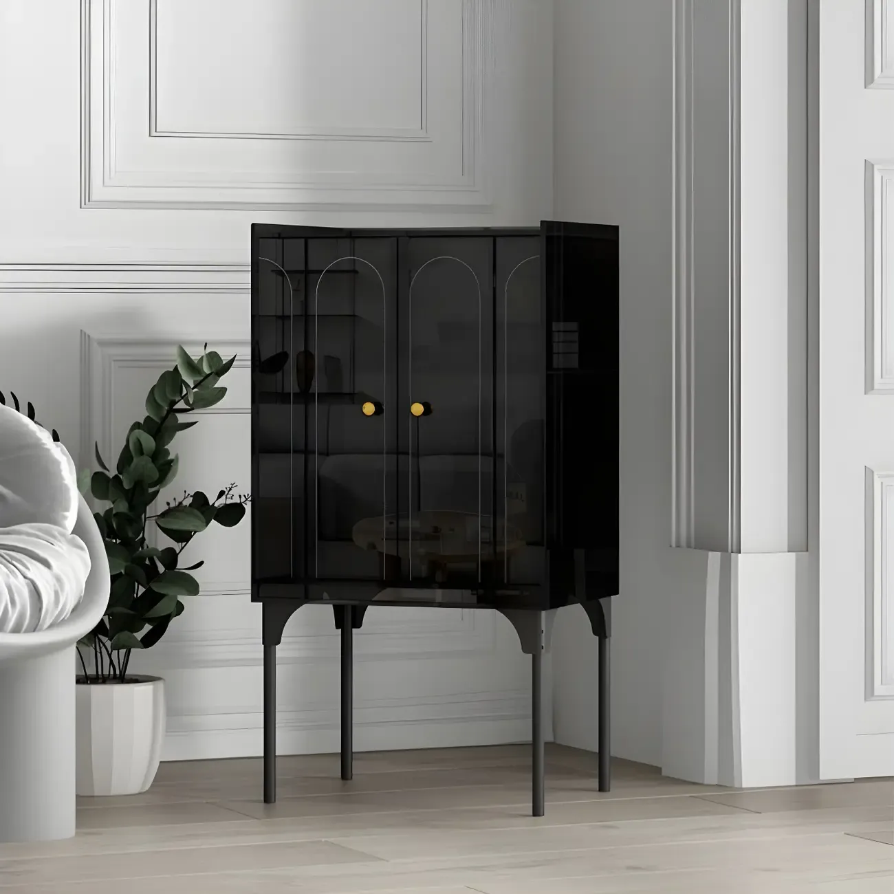 Modern Plastic/Acrylic Sideboard Cabinets with Shelves in Red Image - 28