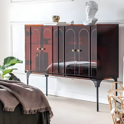 Modern Plastic/Acrylic Sideboard Cabinets with Shelves in Red Image - 30