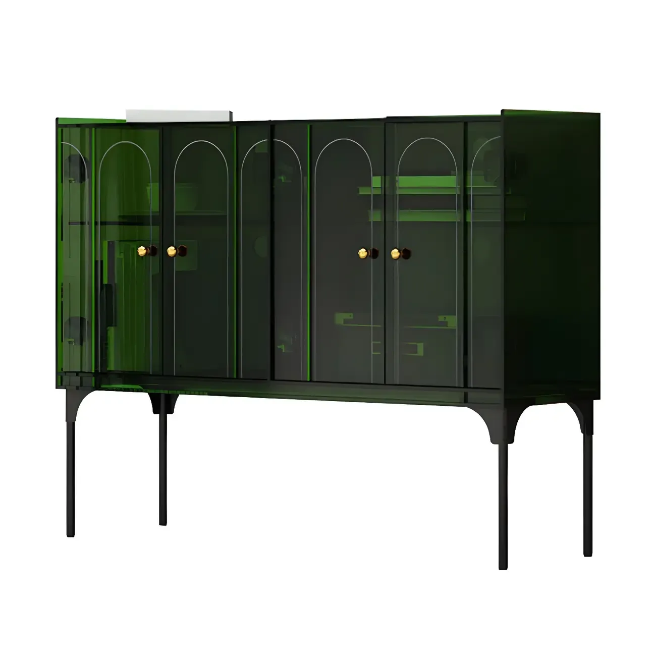 Modern Plastic/Acrylic Sideboard Cabinets with Shelves in Red Image - 32