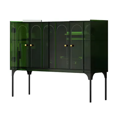 Modern Plastic/Acrylic Sideboard Cabinets with Shelves in Red Image - 32