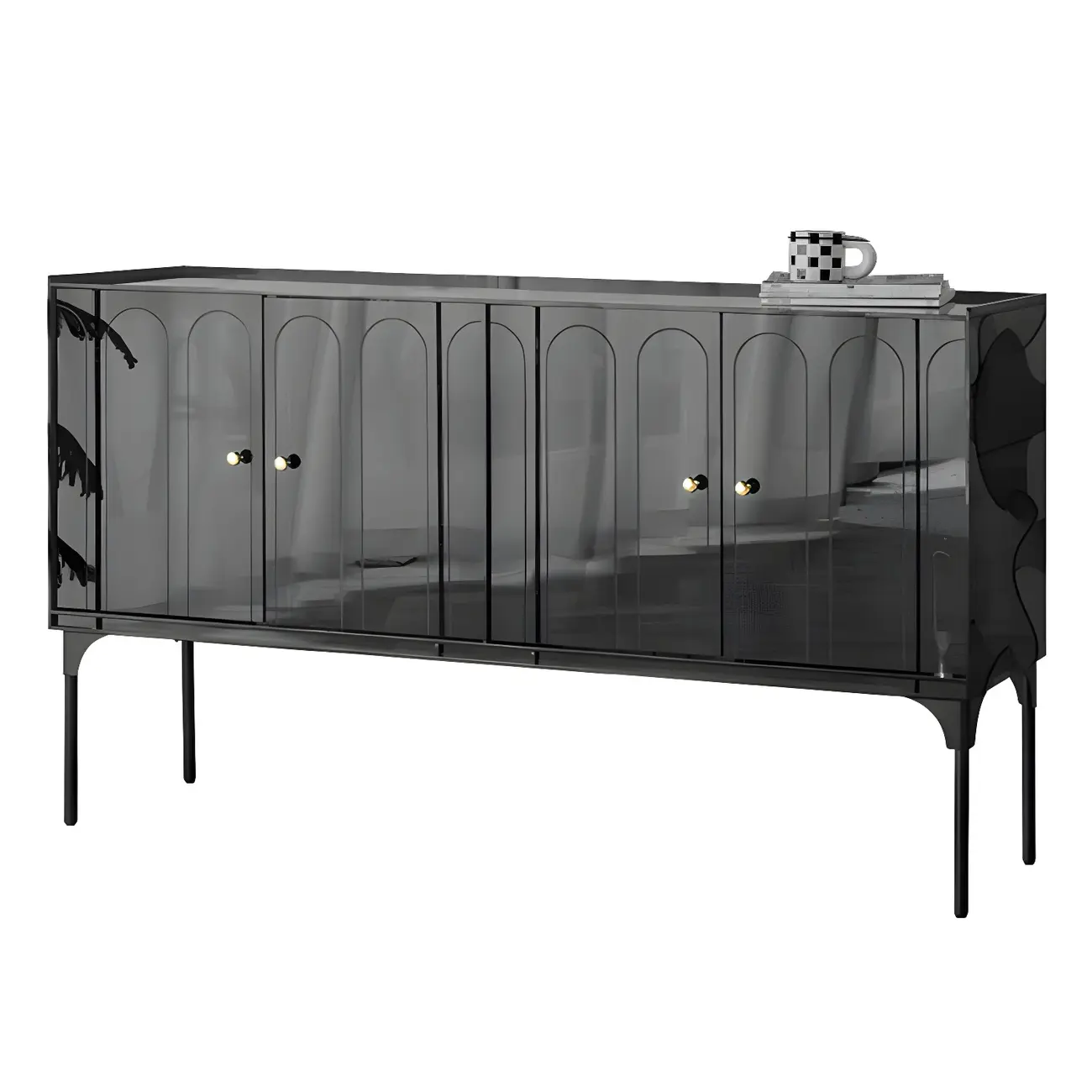 Modern Plastic/Acrylic Sideboard Cabinets with Shelves in Red Image - 33 | homeyfad