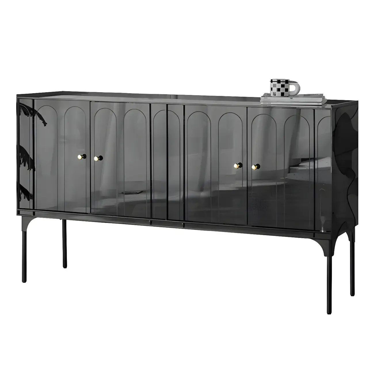 Modern Plastic/Acrylic Sideboard Cabinets with Shelves in Red Image - 33