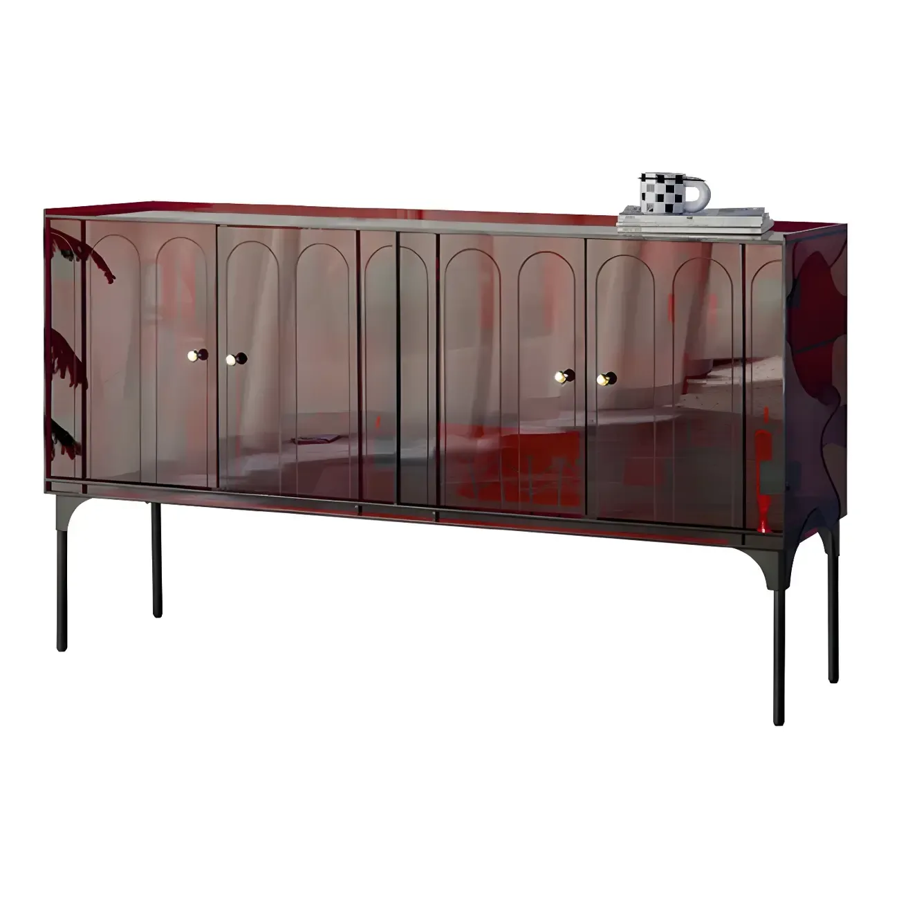 Modern Plastic/Acrylic Sideboard Cabinets with Shelves in Red Image - 34