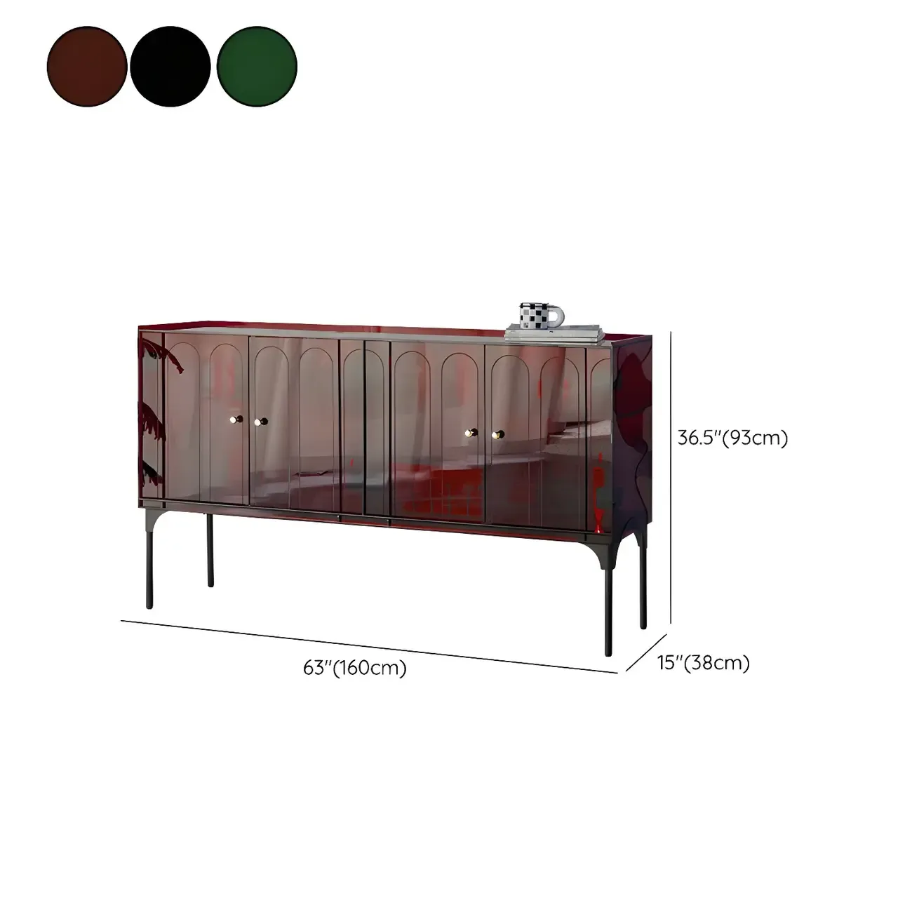 Modern Plastic/Acrylic Sideboard Cabinets with Shelves in Red Image - 41