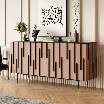 Unique Glam Wooden Sideboard Cabinet in Green/Brown Image - 2