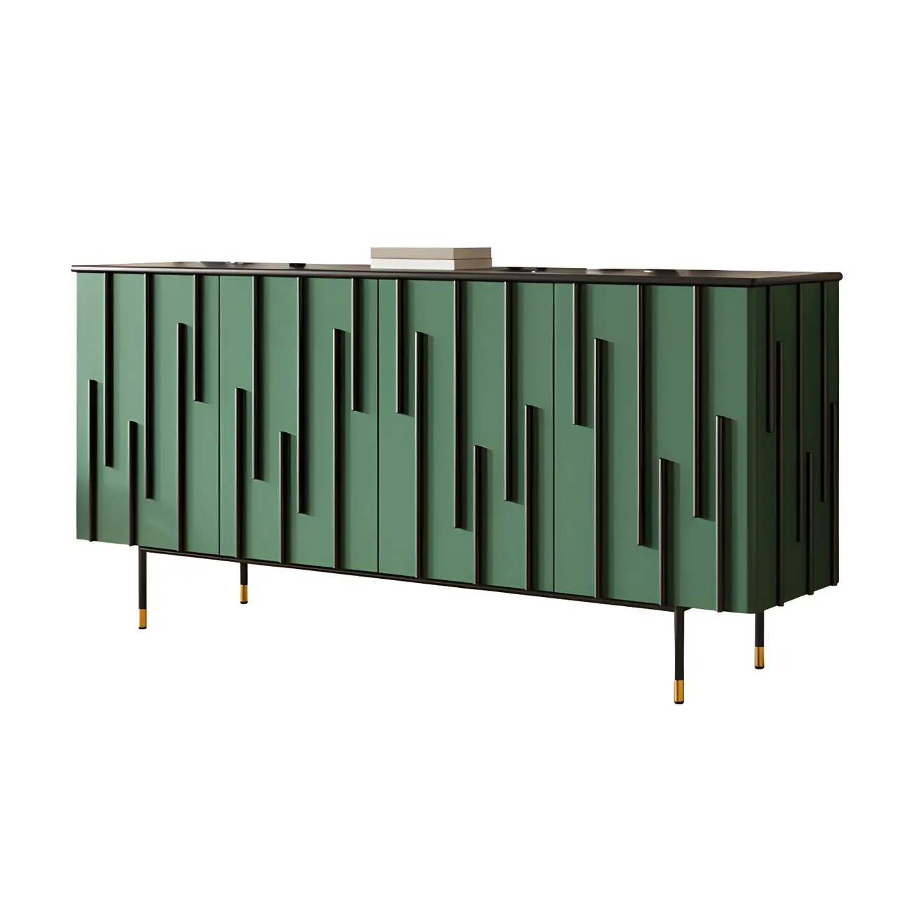 Unique Glam Wooden Sideboard Cabinet in Green/Brown Image - 6 | homeyfad