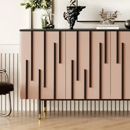 Unique Glam Wooden Sideboard Cabinet in Green/Brown Image - 9