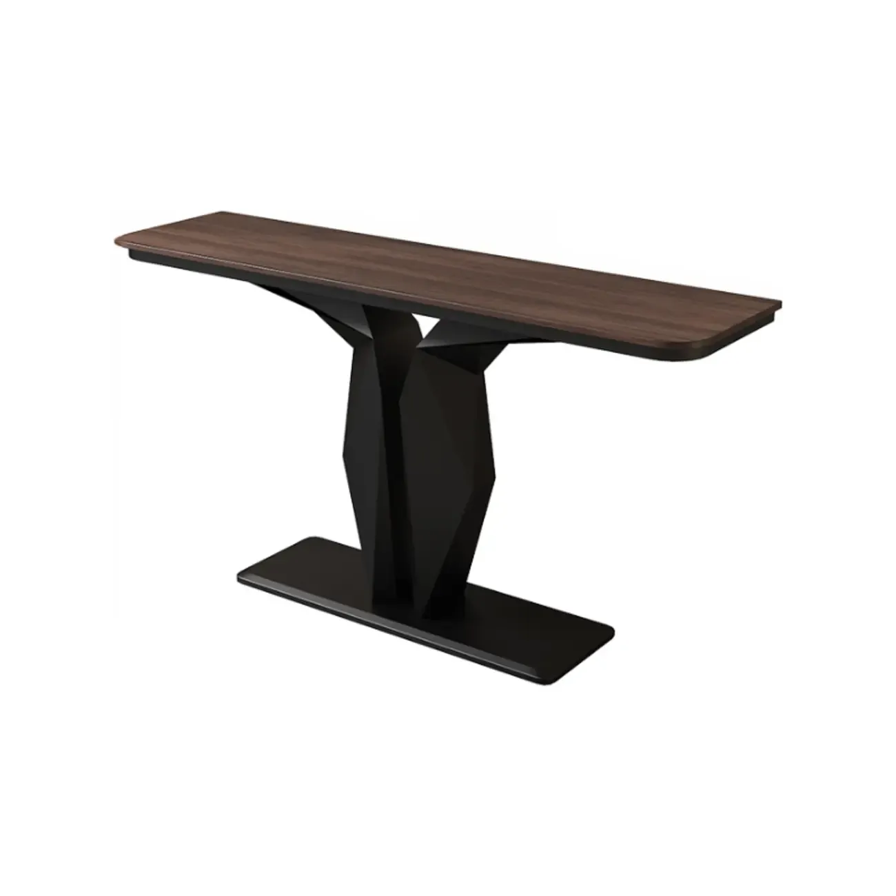 Modern Rectangular Wooden Console Table with Pedestal Base Image - 2