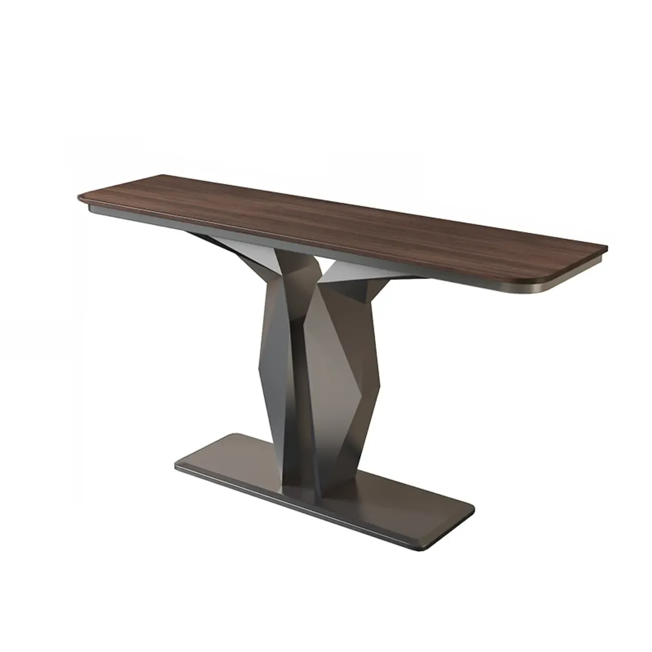 Modern Rectangular Wooden Console Table with Pedestal Base Image - 3