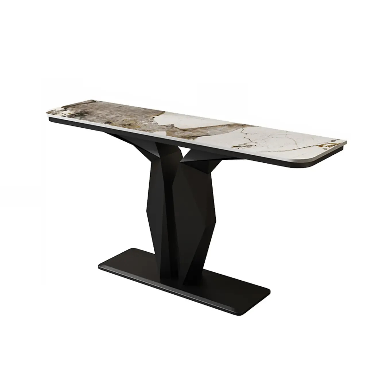 Modern Rectangular Wooden Console Table with Pedestal Base Image - 5