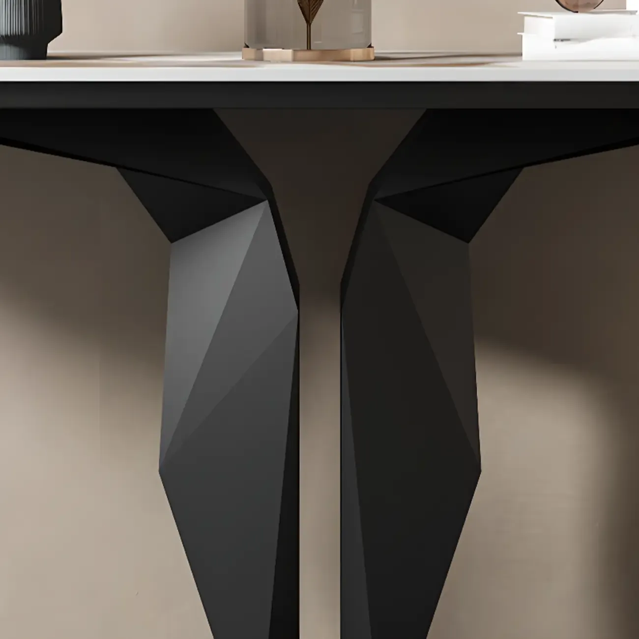 Modern Rectangular Wooden Console Table with	Pedestal Base Image - 12