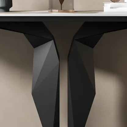 Modern Rectangular Wooden Console Table with	Pedestal Base Image - 12