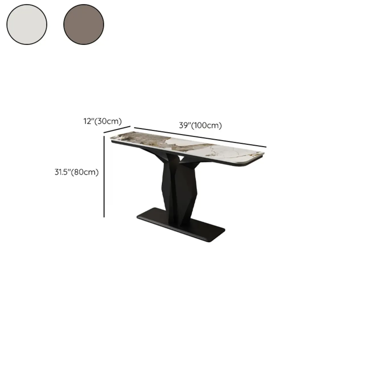 Modern Rectangular Wooden Console Table with Pedestal Base #size